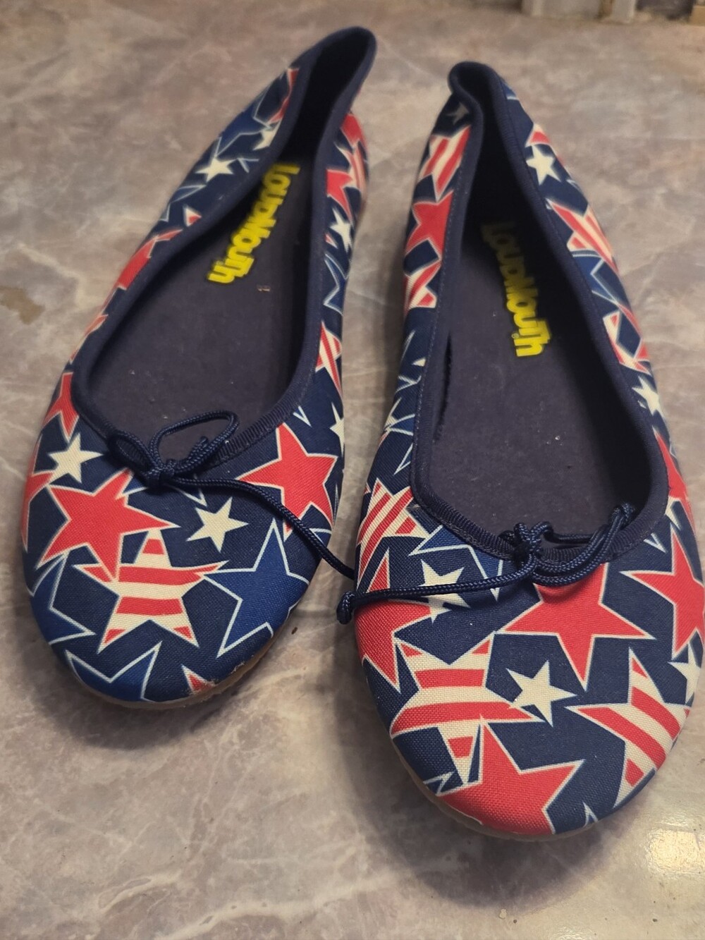 Loudmouth Navy Blue & Red Star-Print Ballet Flats